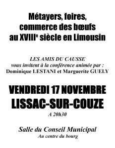 Conférence "Foires et marchés en Limousin au 18ème siècle" @ salle du conseil municipal | Lissac-sur-Couze | Nouvelle-Aquitaine | France